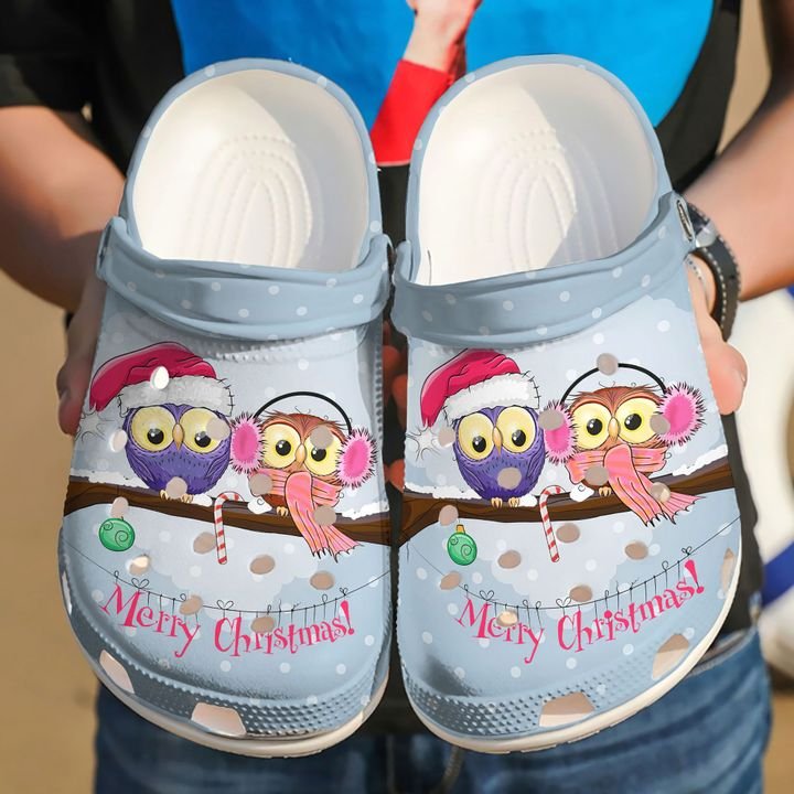 Owl Merry Christmas Crocs Clog Shoes 7 Owl Merry Christmas Crocs Clog Shoes