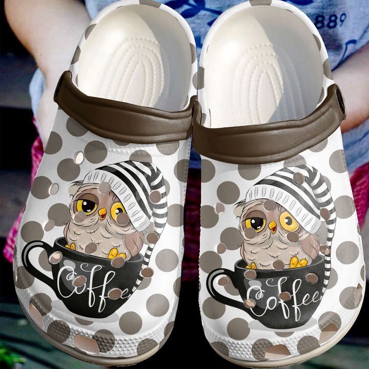 Owl More Coffee Please Crocs Clog Shoes 1 Owl More Coffee Please Crocs Clog Shoes