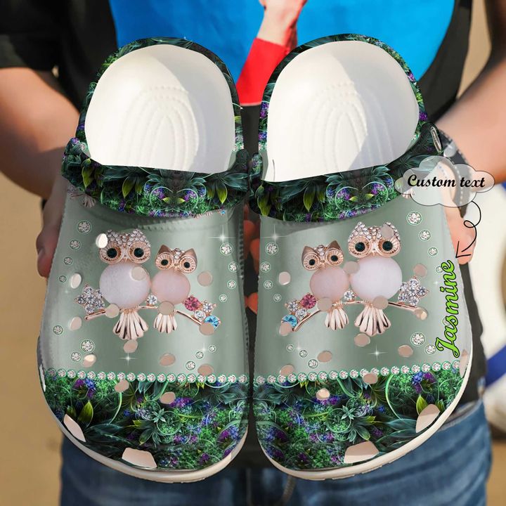 Owl Personalized Gem Crocs Clog Shoes