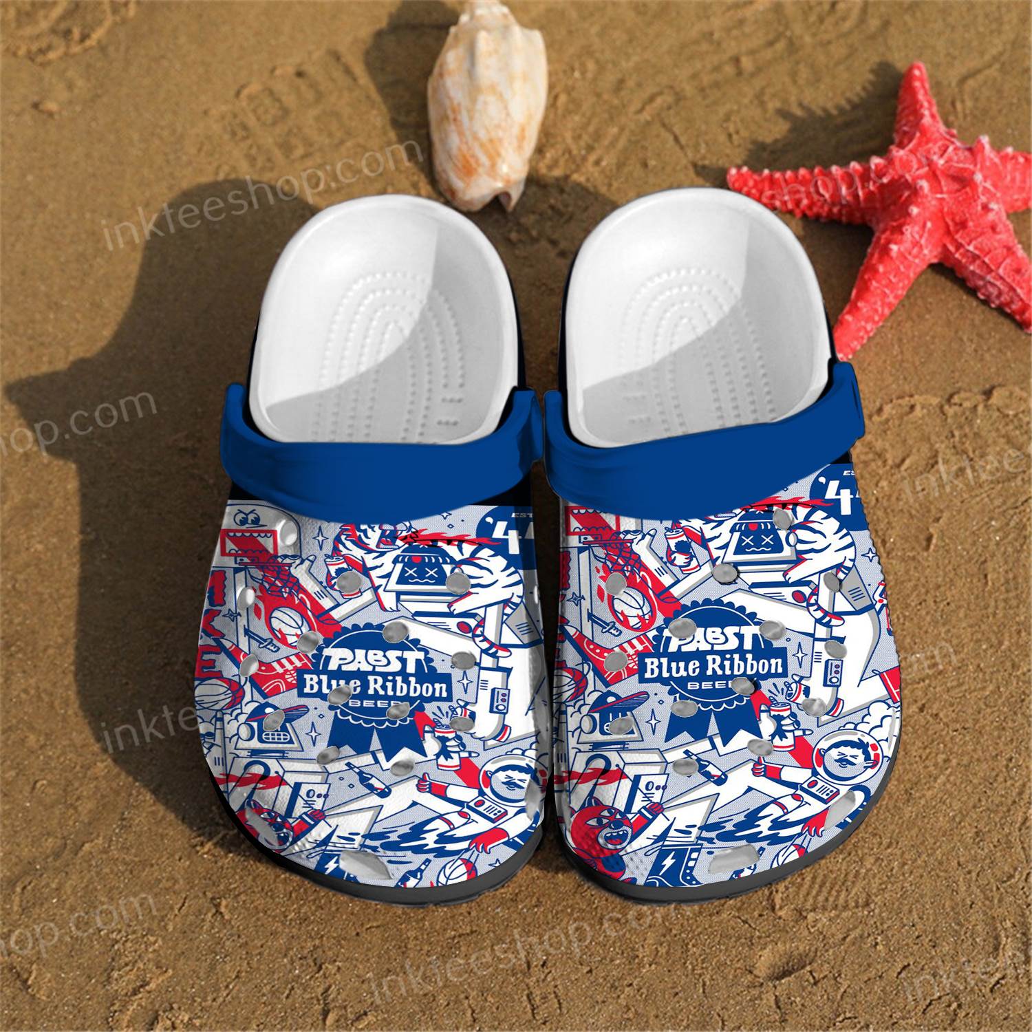 Unique Pabst Blue Ribbon Crocs Clog Shoes 5 Unique Pabst Blue Ribbon Crocs Clog Shoes
