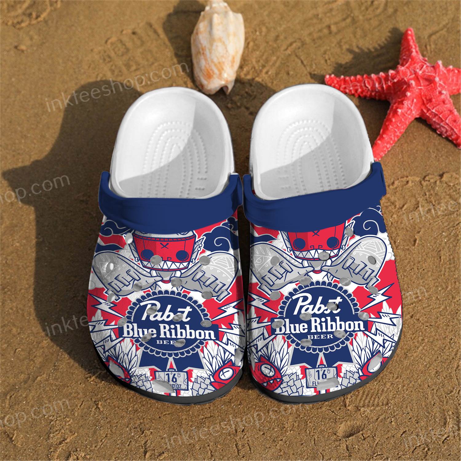 Unique Pabst Blue Ribbon Crocs Clog Shoes