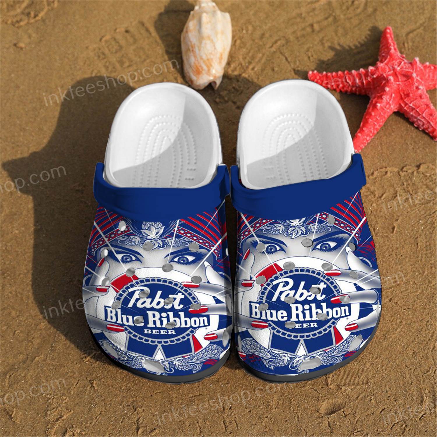 Pabst Blue Ribbon Crocs Clog Shoes