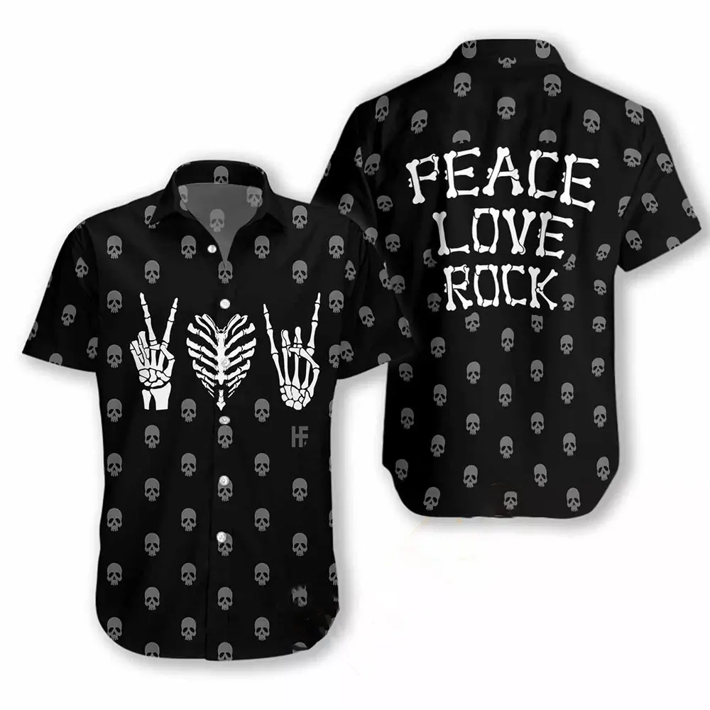 Peace Love Rock Goth Hawaiian shirts