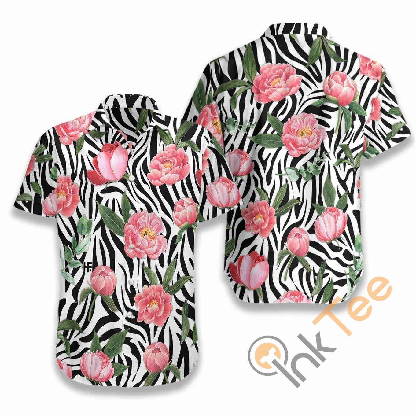 Peony Zebra Watercolor Painting Art Hawaiian shirts