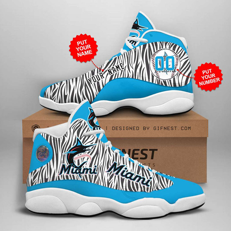 Personalized Miami Marlins Custom Air Jordan Shoes 3 Personalized Miami Marlins Custom Air Jordan Shoes