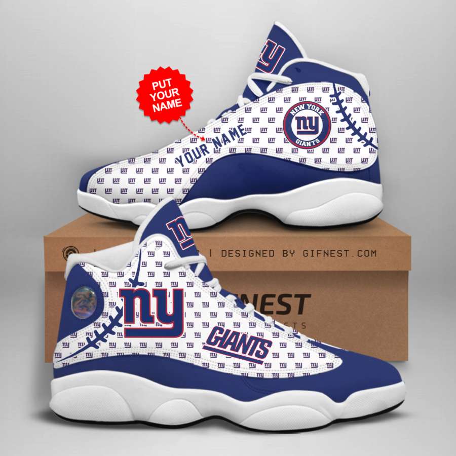 Personalized New York Giants Custom Air Jordan Shoes 4 Personalized New York Giants Custom Air Jordan Shoes