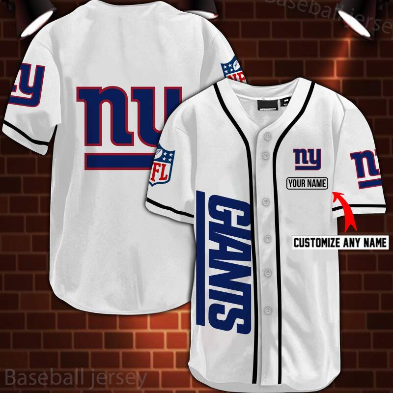 Personalized Nfl New York Giants Logo 3d Baseball Jersey
