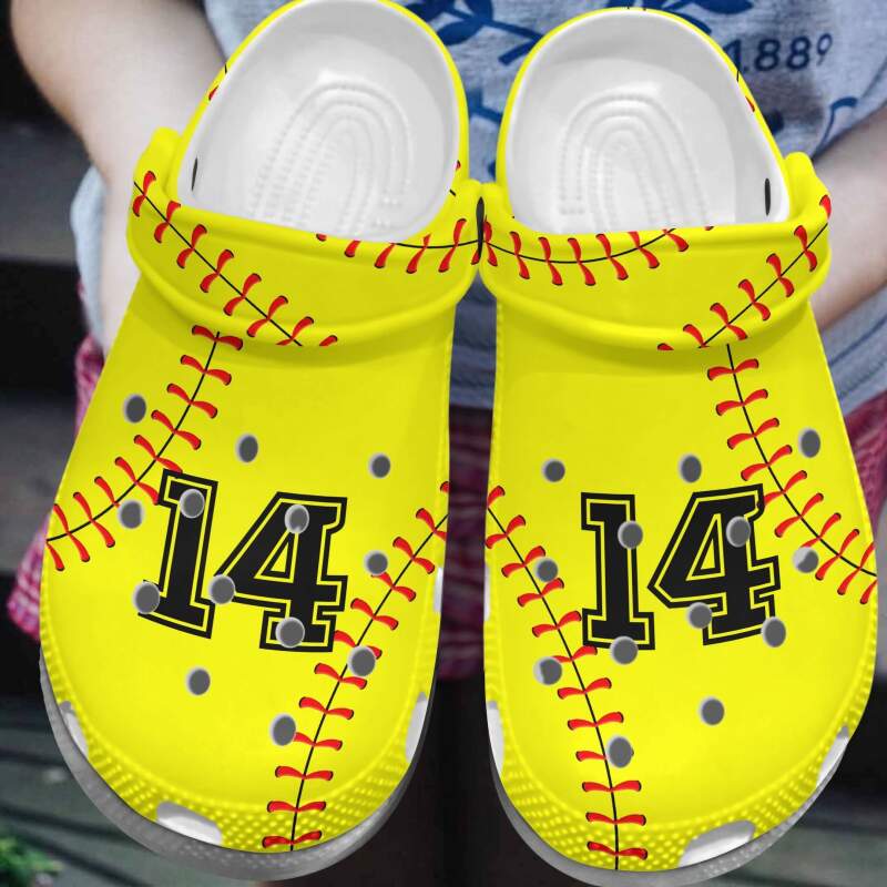 Personalized Softball Stitches Crocs Clog Shoes