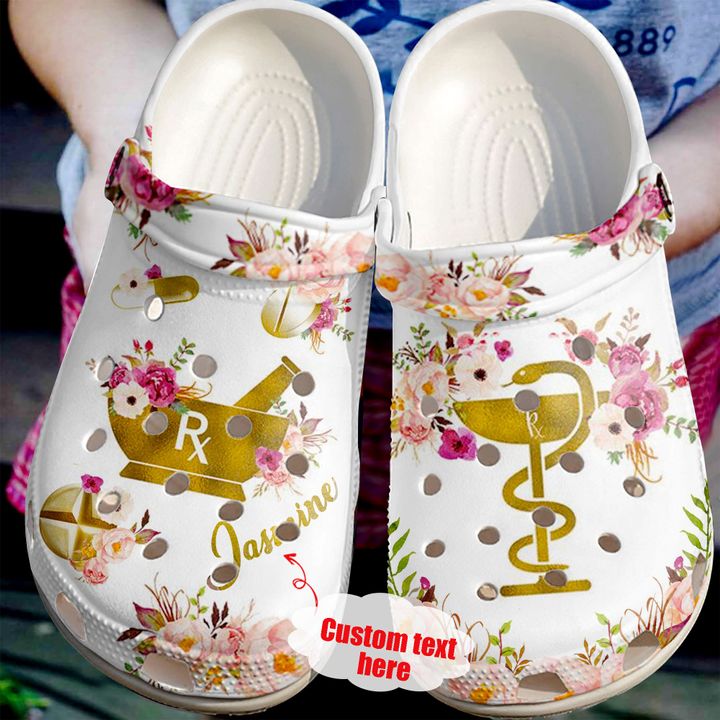 Pharmacist Personalized Floral Crocs Clog Shoes