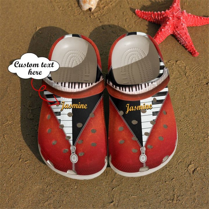 Piano Personalized Red Zipper Crocs Clog Shoes