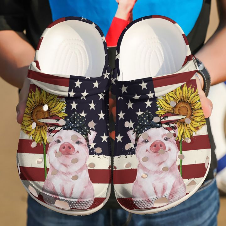 Pig American Flag Crocs Clog Shoes 11 Pig American Flag Crocs Clog Shoes