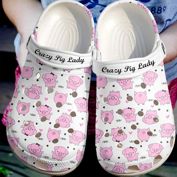 Pig Crazy Lady Crocs Clog Shoes 7 Pig Crazy Lady Crocs Clog Shoes