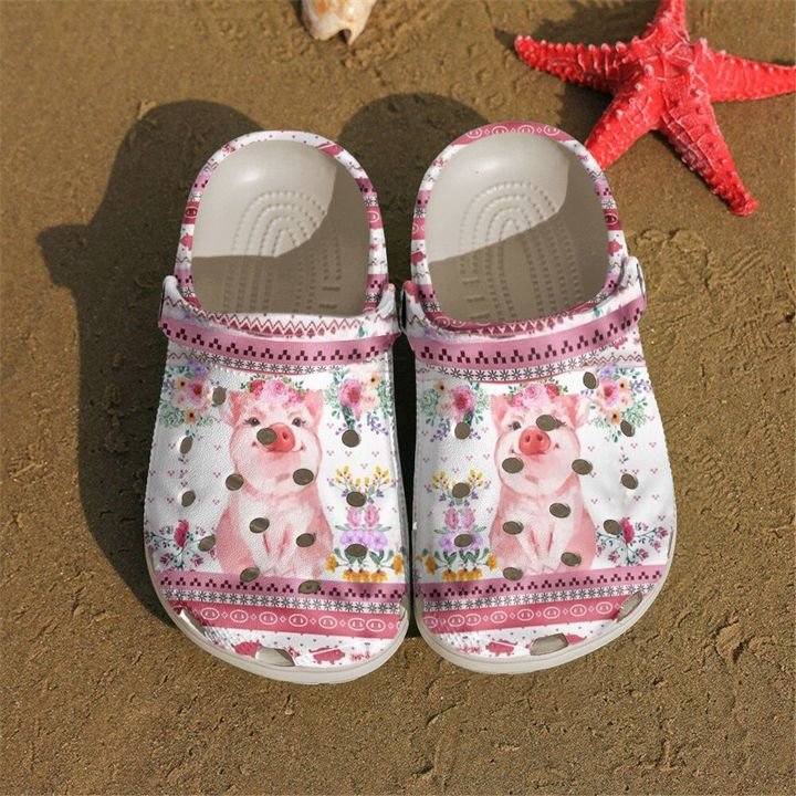 Pig Floral Piggy Crocs Clog Shoes