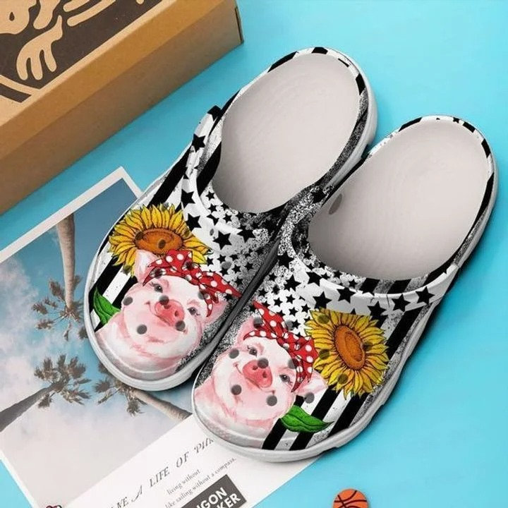 Pig Sunflower Crocs Clog Shoes