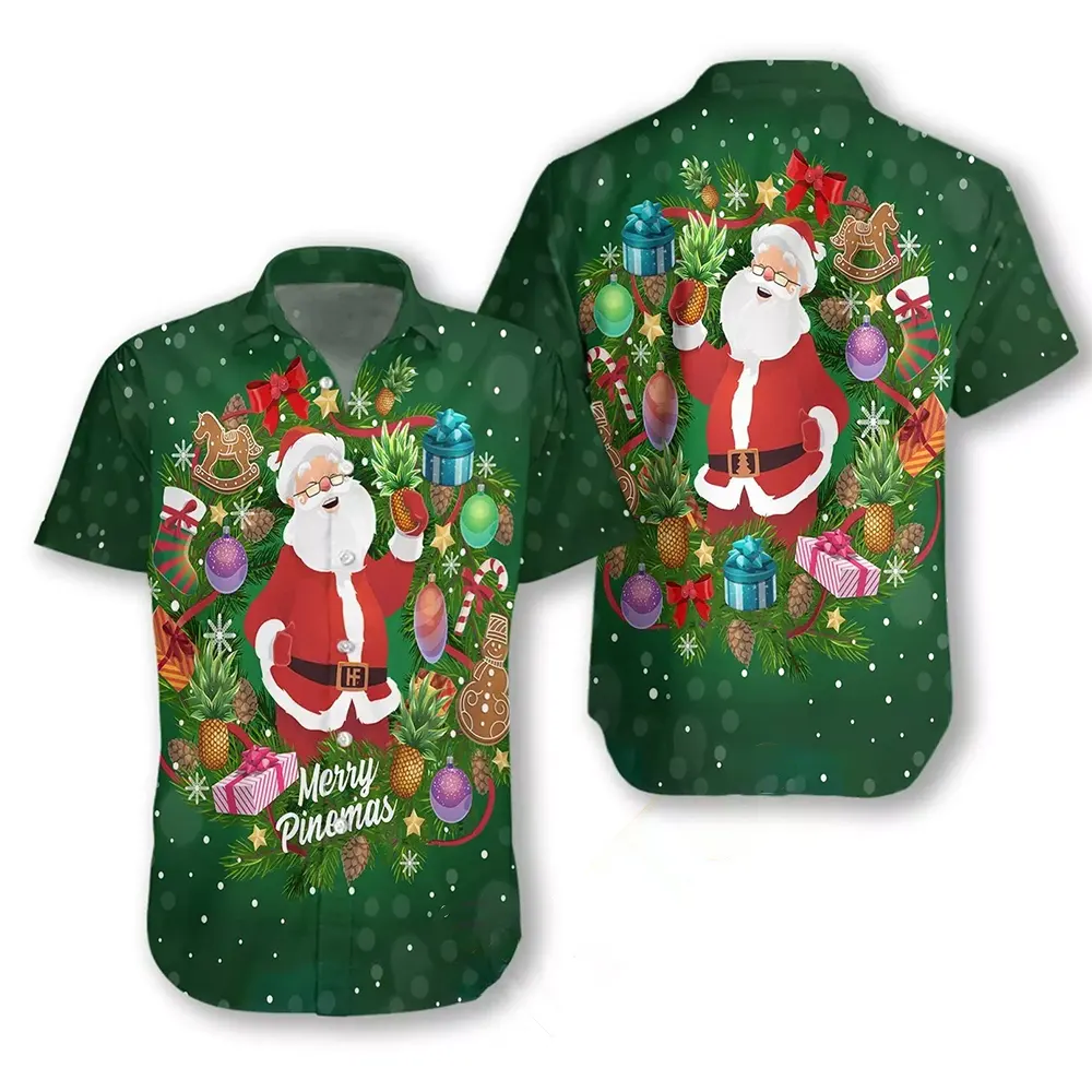 Pineapple Santa Wreath Hawaiian shirts