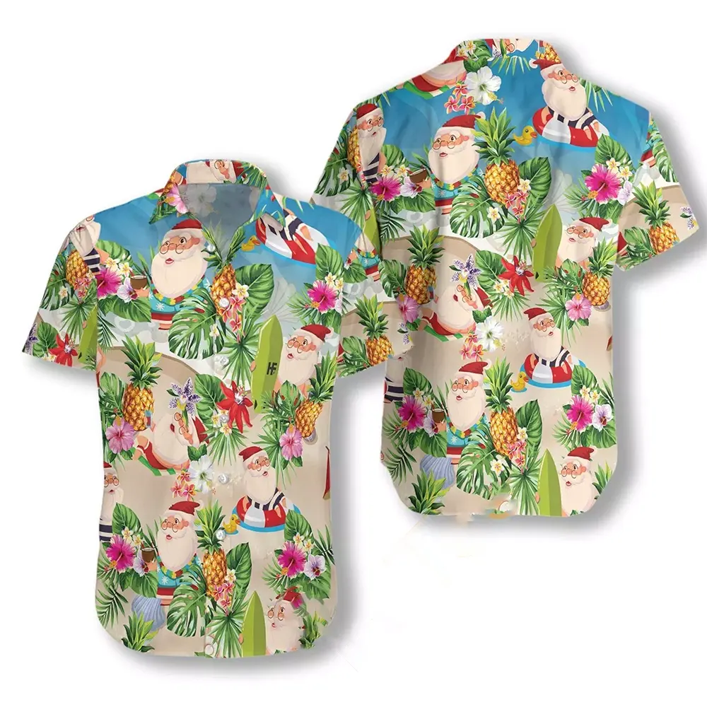 Pineapple Summer Santa Claus Hawaiian shirts 3 Pineapple Summer Santa Claus Hawaiian shirts