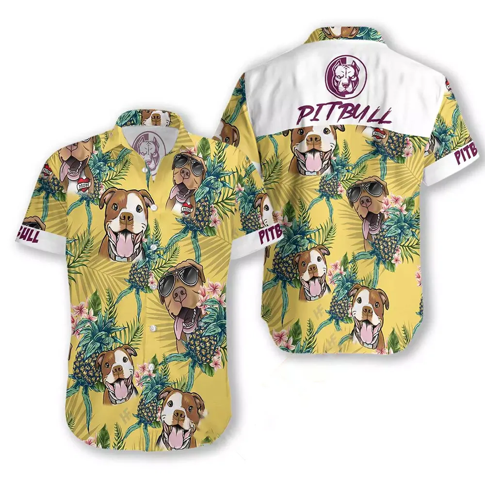 Pitbull Pineapple Seamless Pattern Hawaiian shirts 2 Pitbull Pineapple Seamless Pattern Hawaiian shirts
