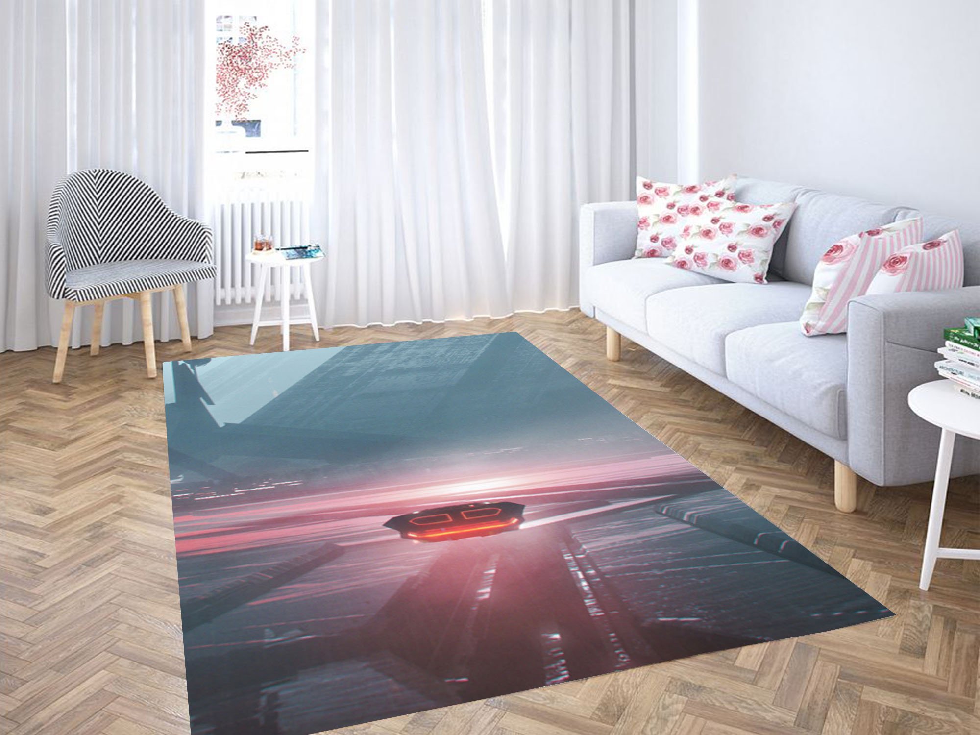 Plane Futuristic Blade Runner Carpet Rug
