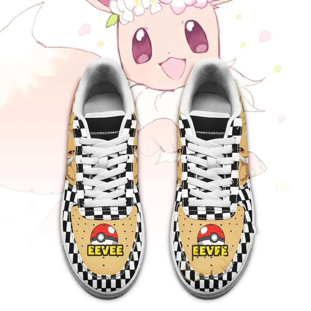 Poke Eevee Checkerboard Custom Nike Air Force Shoes
