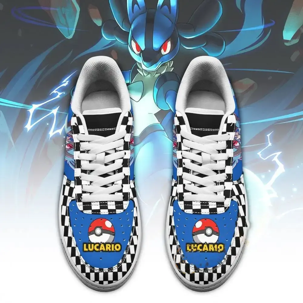 Poke Lucario Checkerboard Custom Pokemon Nike Air Force Shoes
