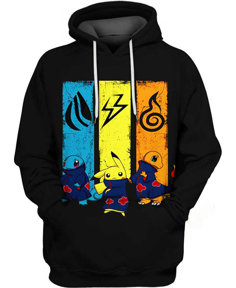 Pokemon Combines Naruto Hoodie 3D