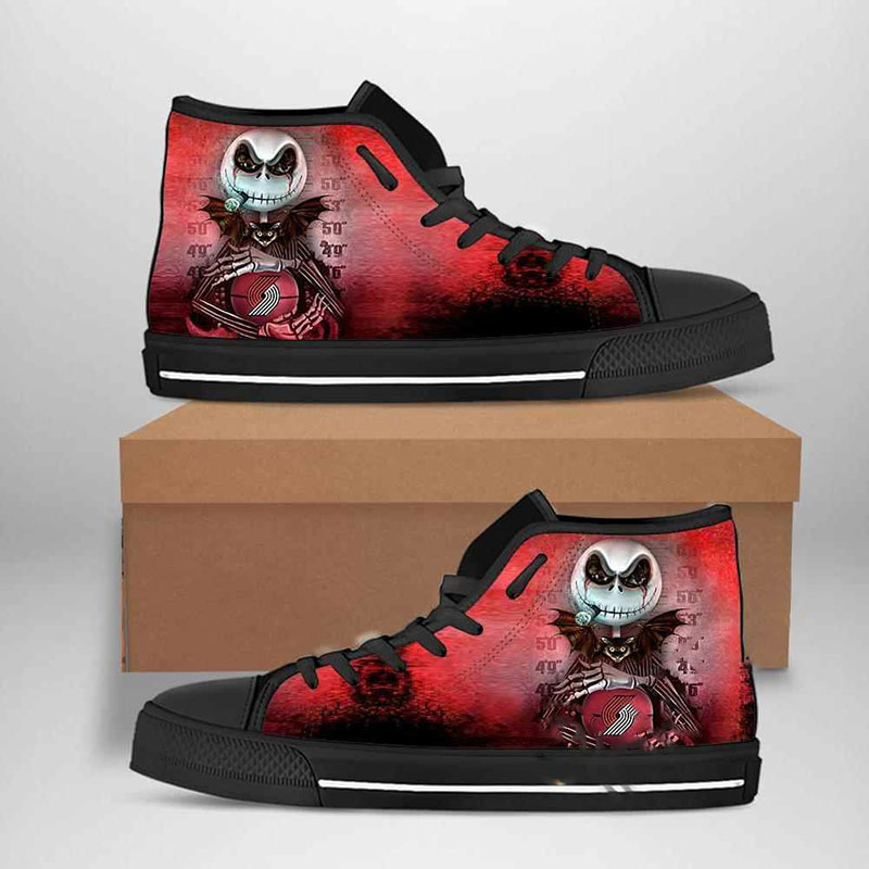 Portland Trail Blazers NBA Basketball Jack Skellington High Top Shoes