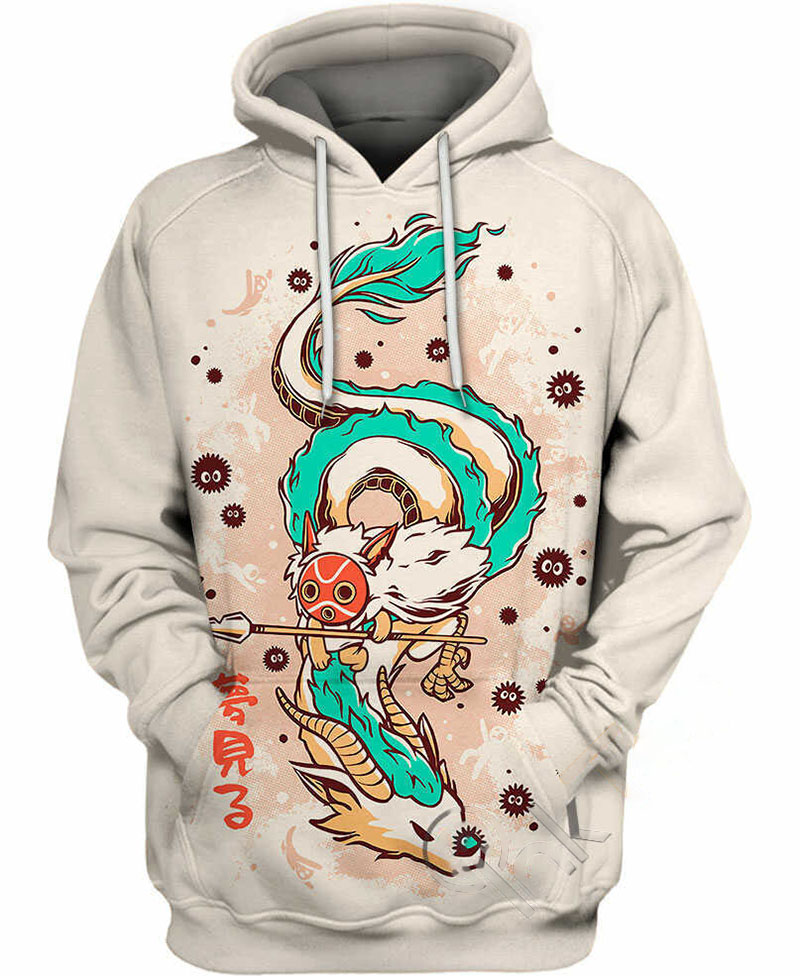 Princess Mononoke And Dragon Haku Hoodie 3D 9 Princess Mononoke And Dragon Haku Hoodie 3D