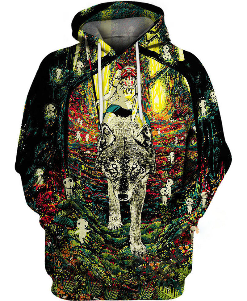 Princess Mononoke Hime Hoodie 3D 1 Princess Mononoke Hime Hoodie 3D