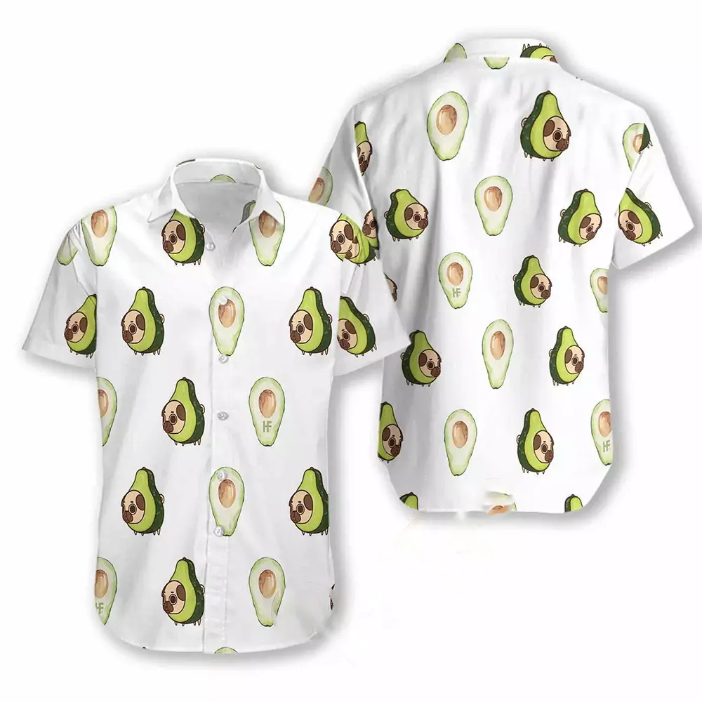 Pug And Avocado Seamless Dogs Hawaiian shirts 2 Pug And Avocado Seamless Dogs Hawaiian shirts