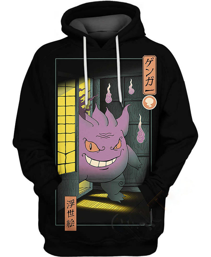 Purple Ghost Ukiyo- E Hoodie 3D