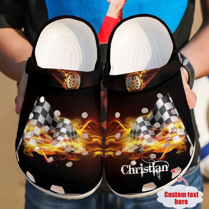Racing Fire Flag Crocs Clog Shoes