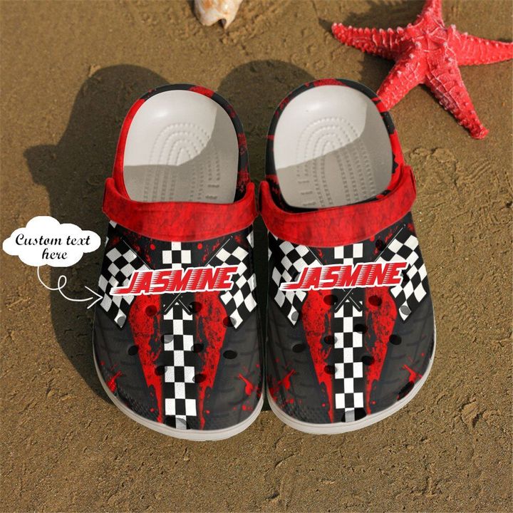 Racing Red Checked Flag Crocs Clog Shoes