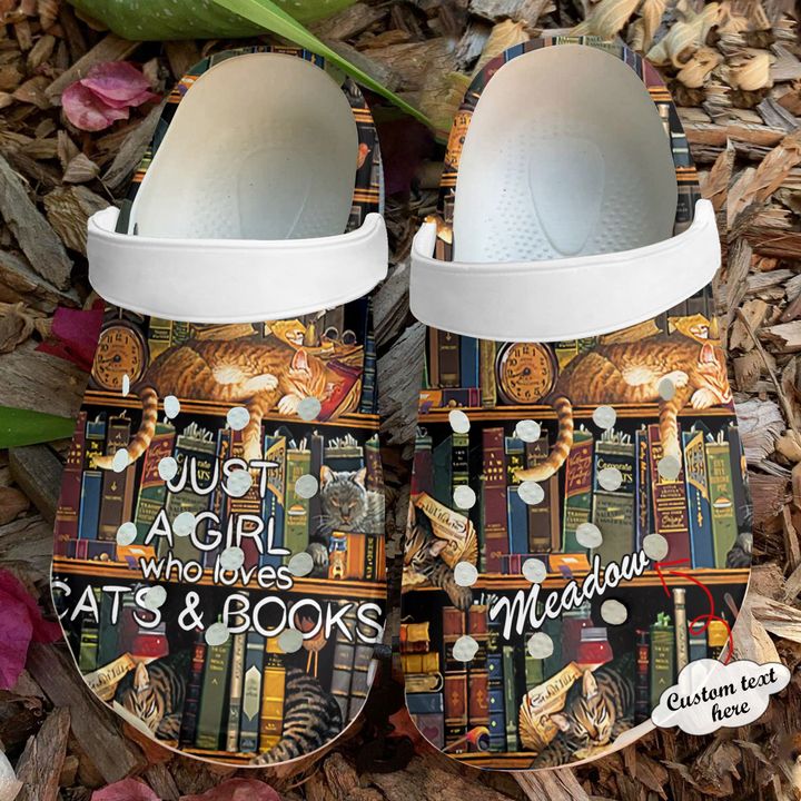 Reading Personalized Cat And Books V2 Crocs Clog Shoes