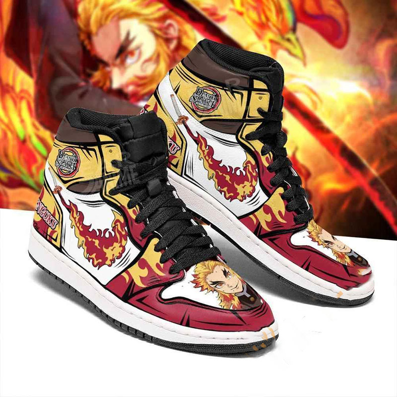 Rengoku Fire Skill Demon Slayer Sneakers Anime Air Jordan Shoes