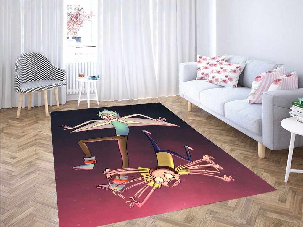 Rick And Morty Falling Living Room Modern Carpet Rug