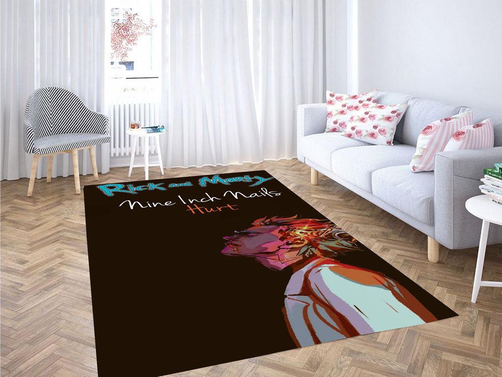 Rick And Morty Nine Inch Nails Hurt Living Room Modern Carpet Rug