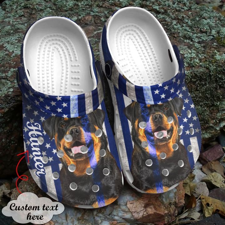 Rottweiler Personalized Back The Blue Crocs Clog Shoes