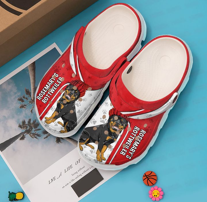 Rottweiler Personalized Red Crocs Clog Shoes