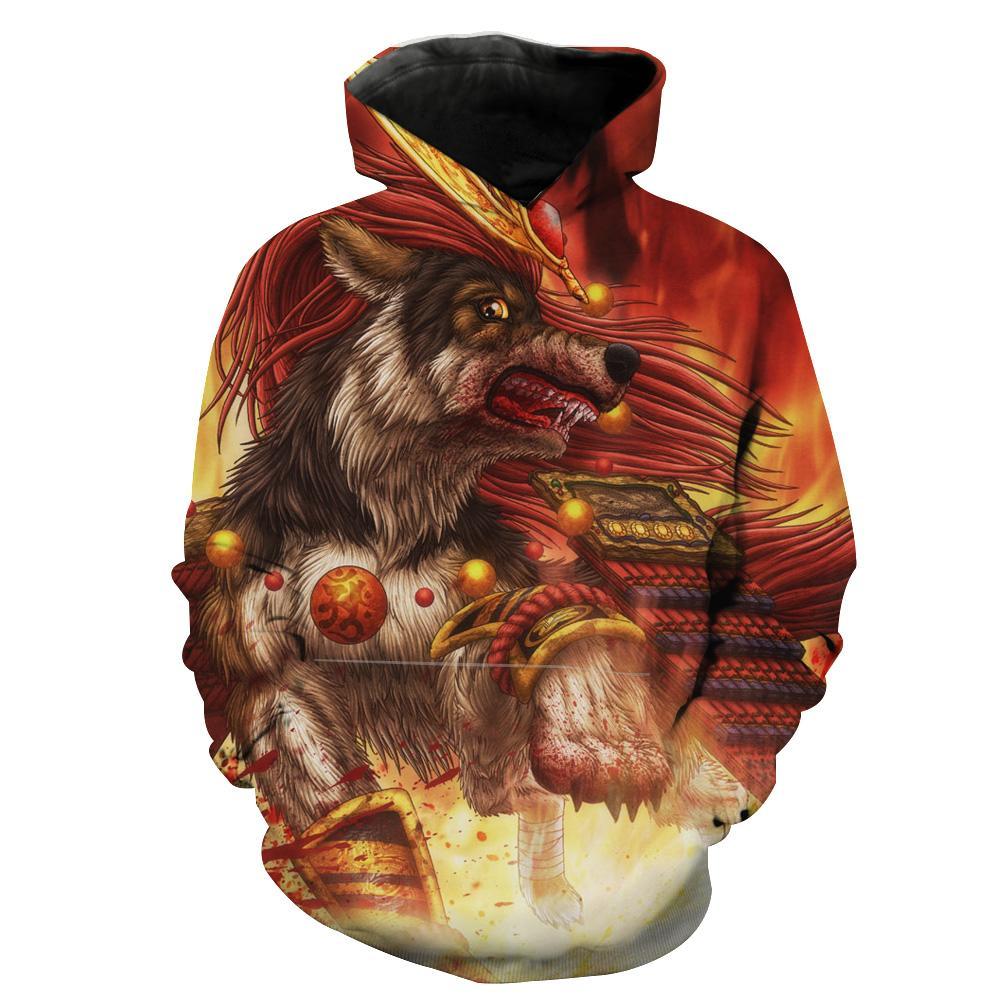Samurai Wolf Fantasy Hoodie 3D