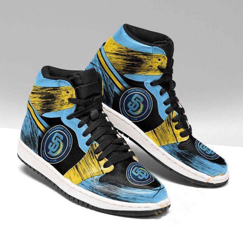 San Diego Chargers San Diego Padres Custom Sneaker Air Jordan Shoes 4 San Diego Chargers San Diego Padres Custom Sneaker Air Jordan Shoes