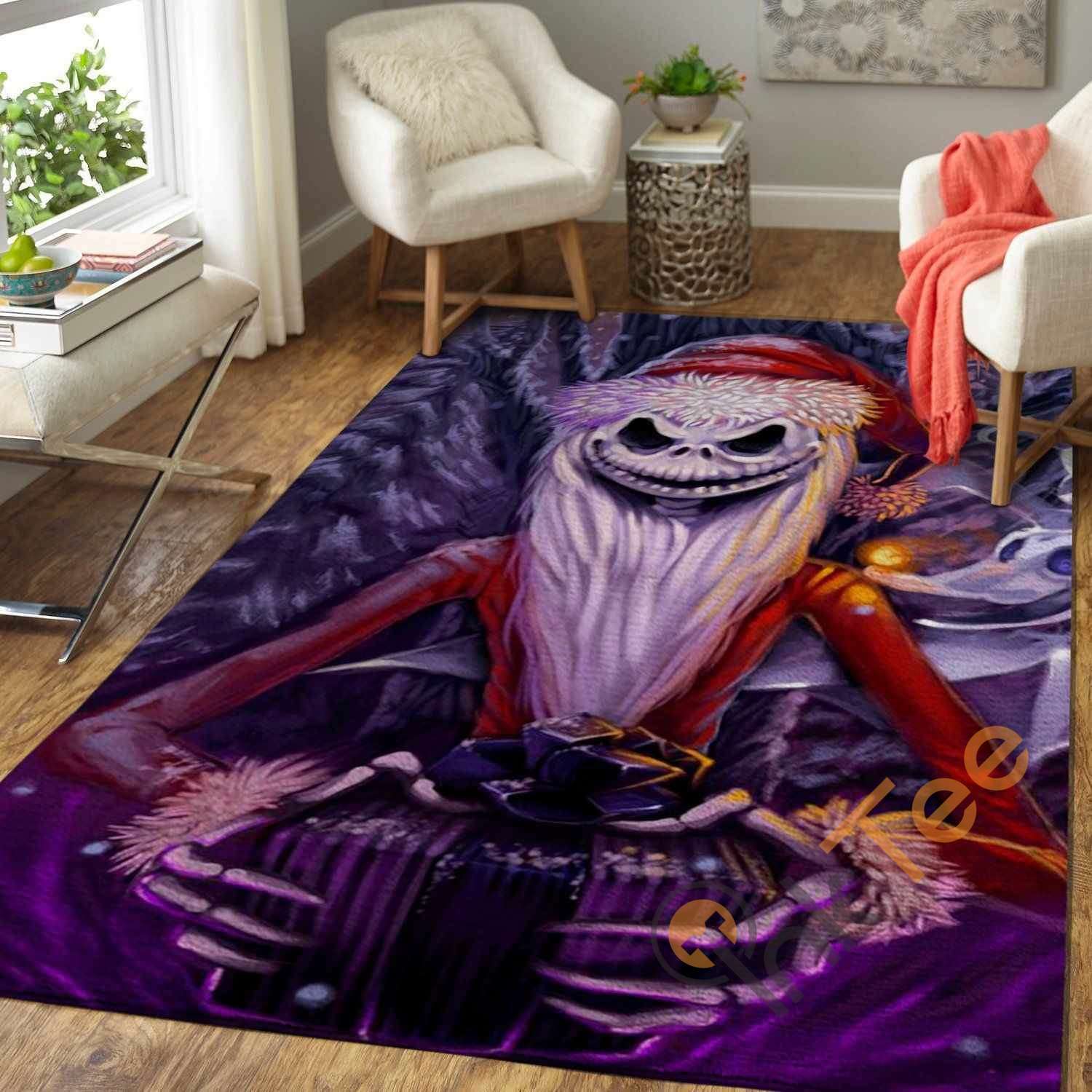 scary Santa Jack Skellington The Nightmare Before Christmas Halloween Area Rug