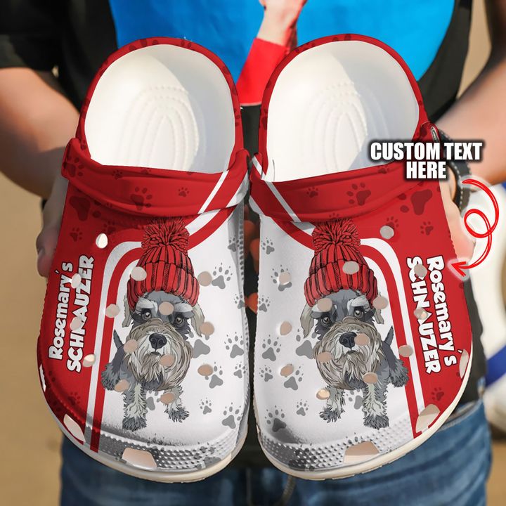Schnauzer Personalized Red Crocs Clog Shoes