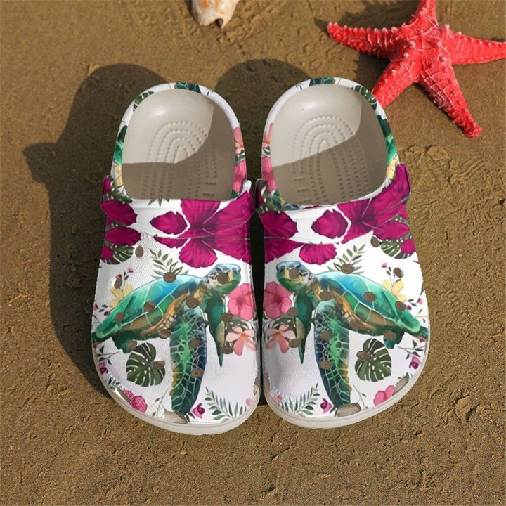 Sea Turtle Flower Crocs Clog Shoes 6 Sea Turtle Flower Crocs Clog Shoes