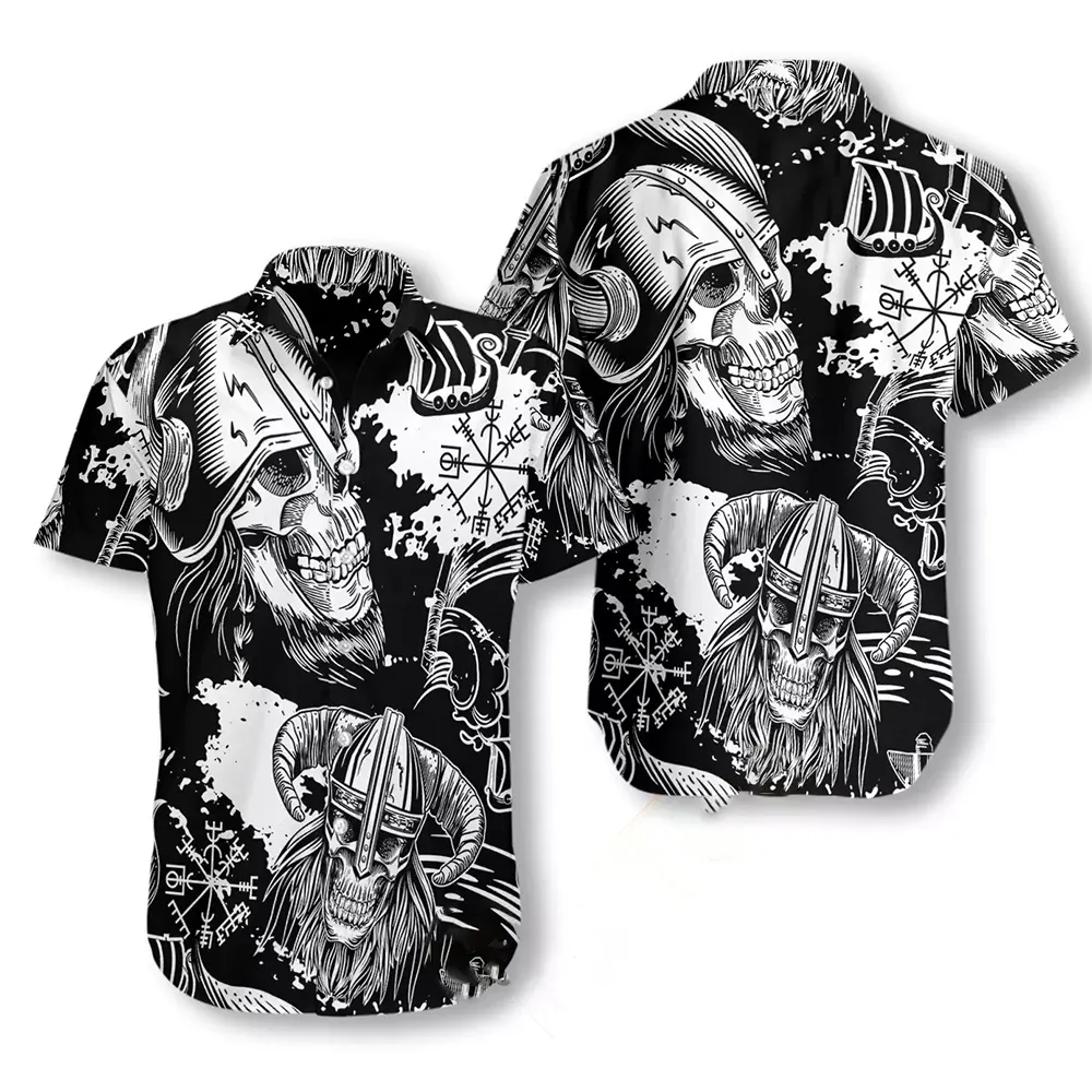 Viking Skulls Seamless Pattern Hawaiian shirts