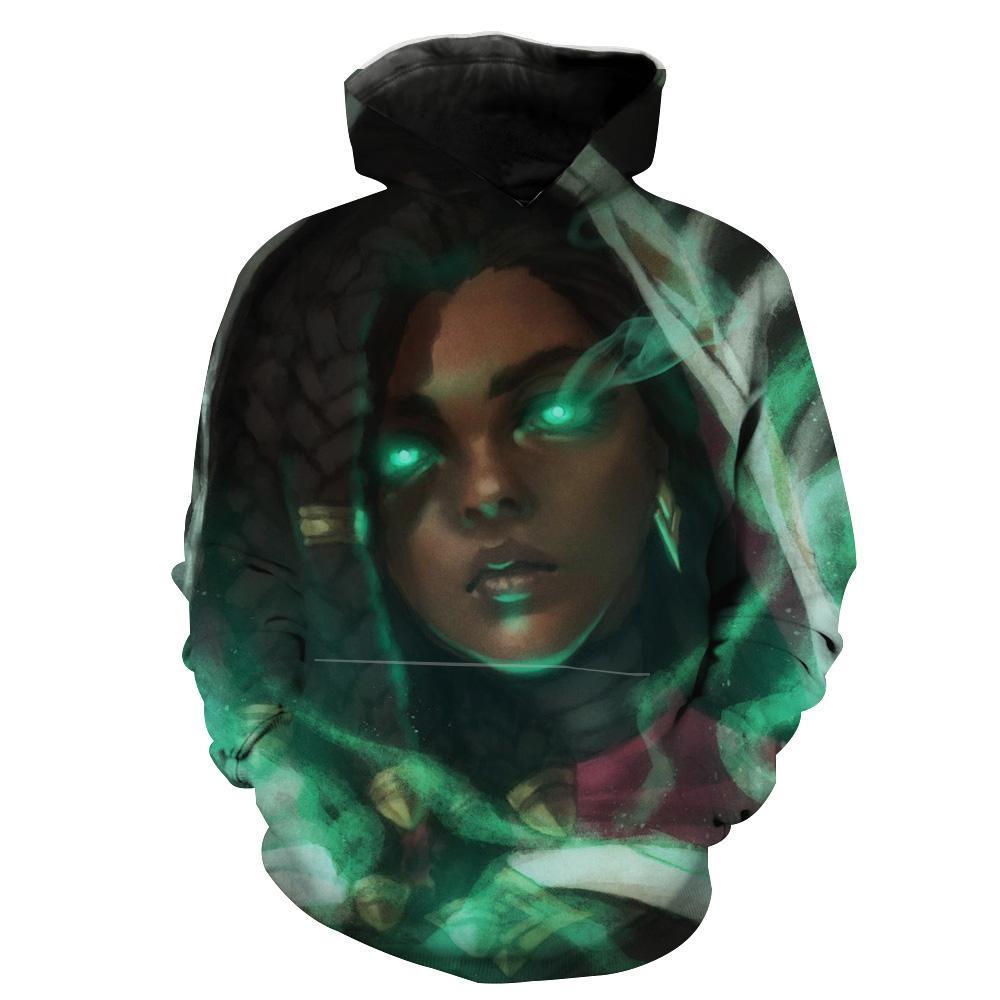 Senna League Of Legends Senna Green Hoodie 3D 3 Senna League Of Legends Senna Green Hoodie 3D