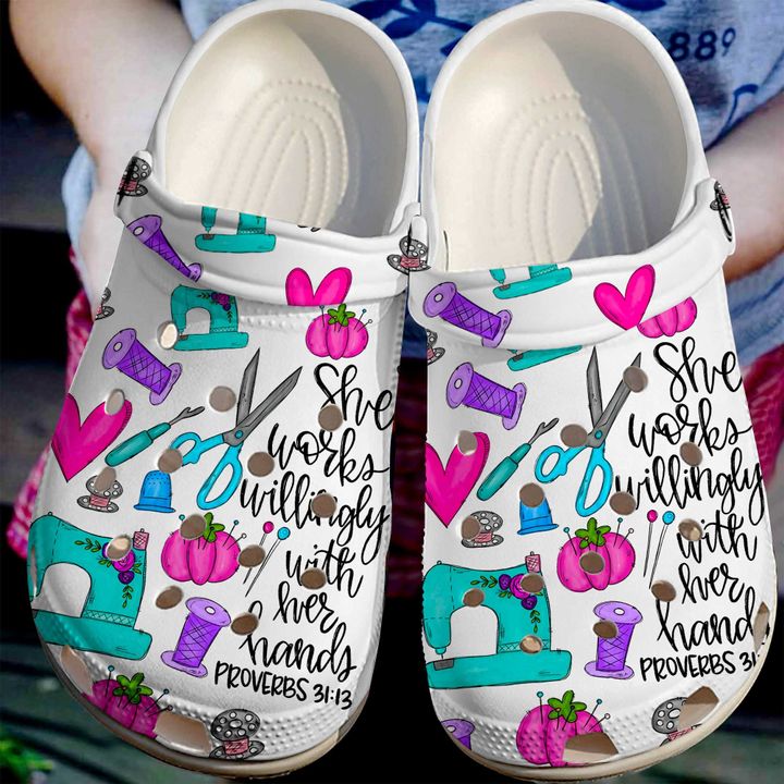 Sewing Works Willingly Crocs Clog Shoes