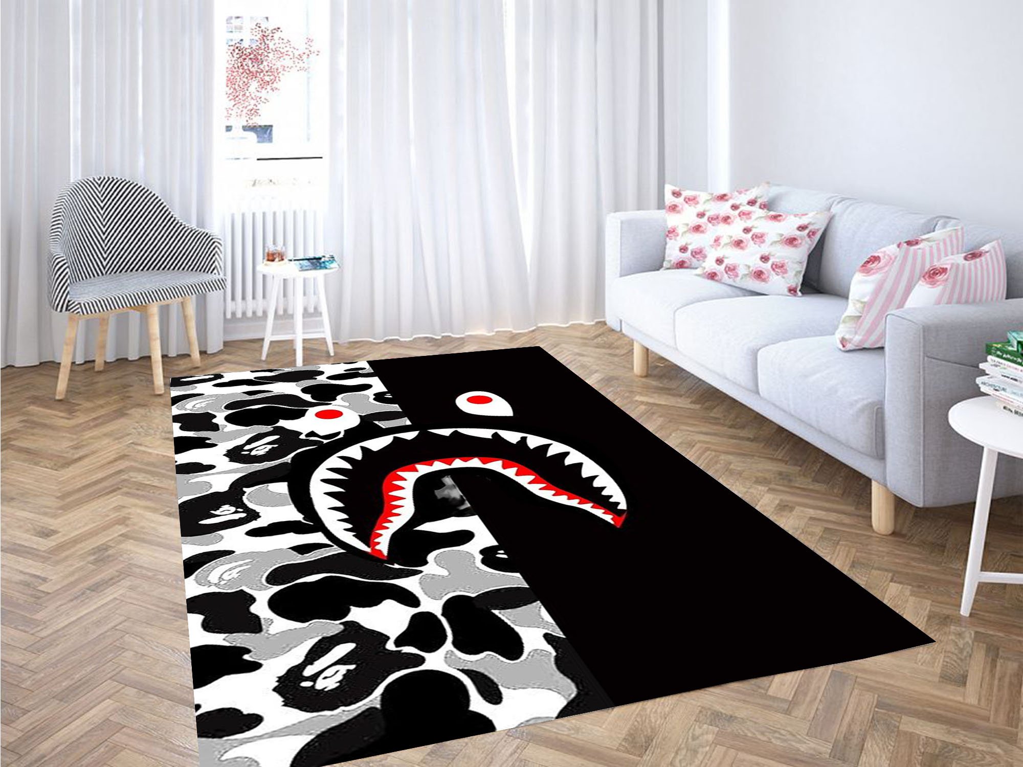 Shark Face Wallpaper Carpet Rug 1 Shark Face Wallpaper Carpet Rug