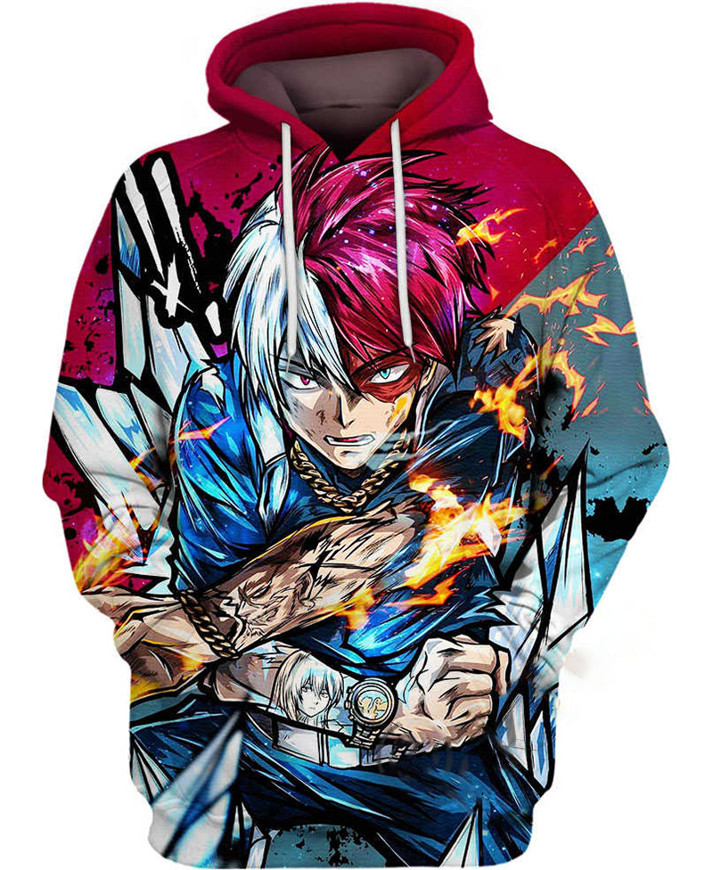 Shoto Todoroki Fire And Ice Hoodie 3D