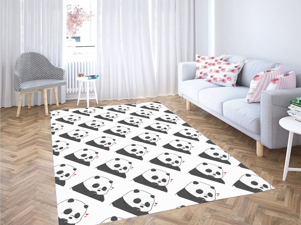 Shy Panda Seamless Pattern Living Room Rug