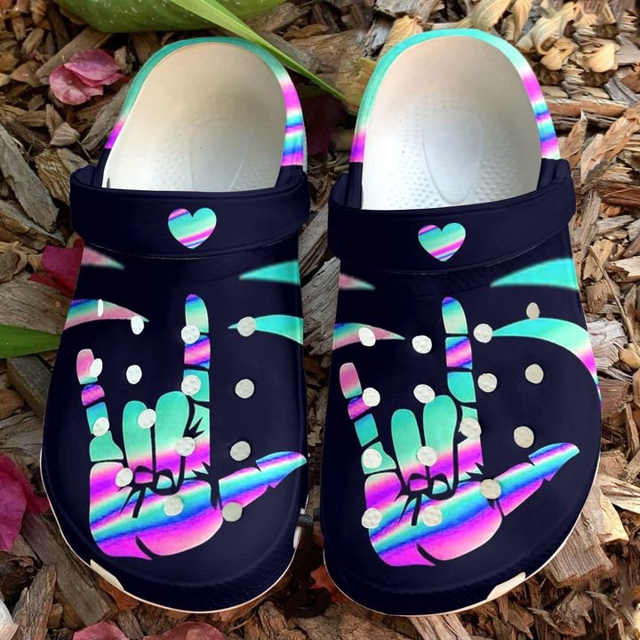 Sign Language I Love You Crocs Clog Shoes